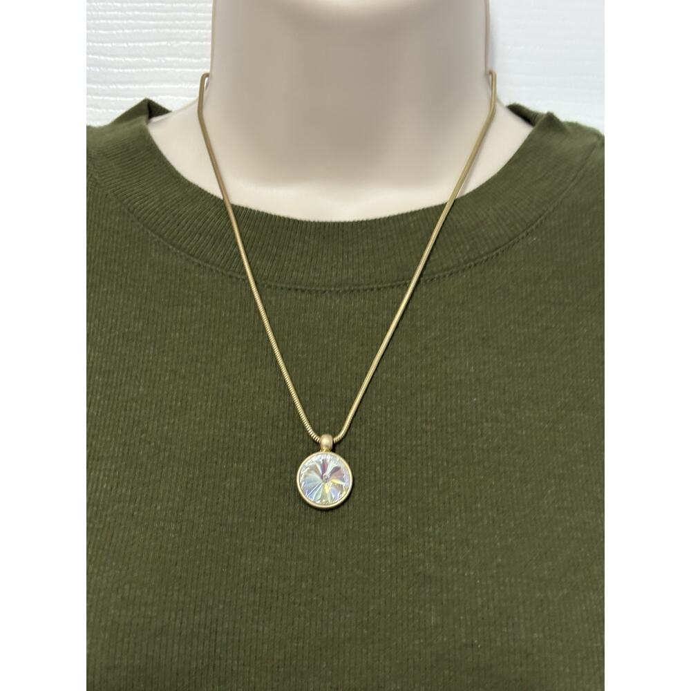 Plunder Gold Tone Crystal Pendant Necklace‎ Classic Timeless Glam Event NYE Vtg